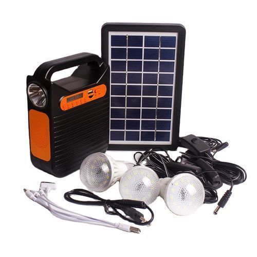 EASY POWER Solar Kit With 3 Bulbs, Torch And FM Radio, USB Port -Black