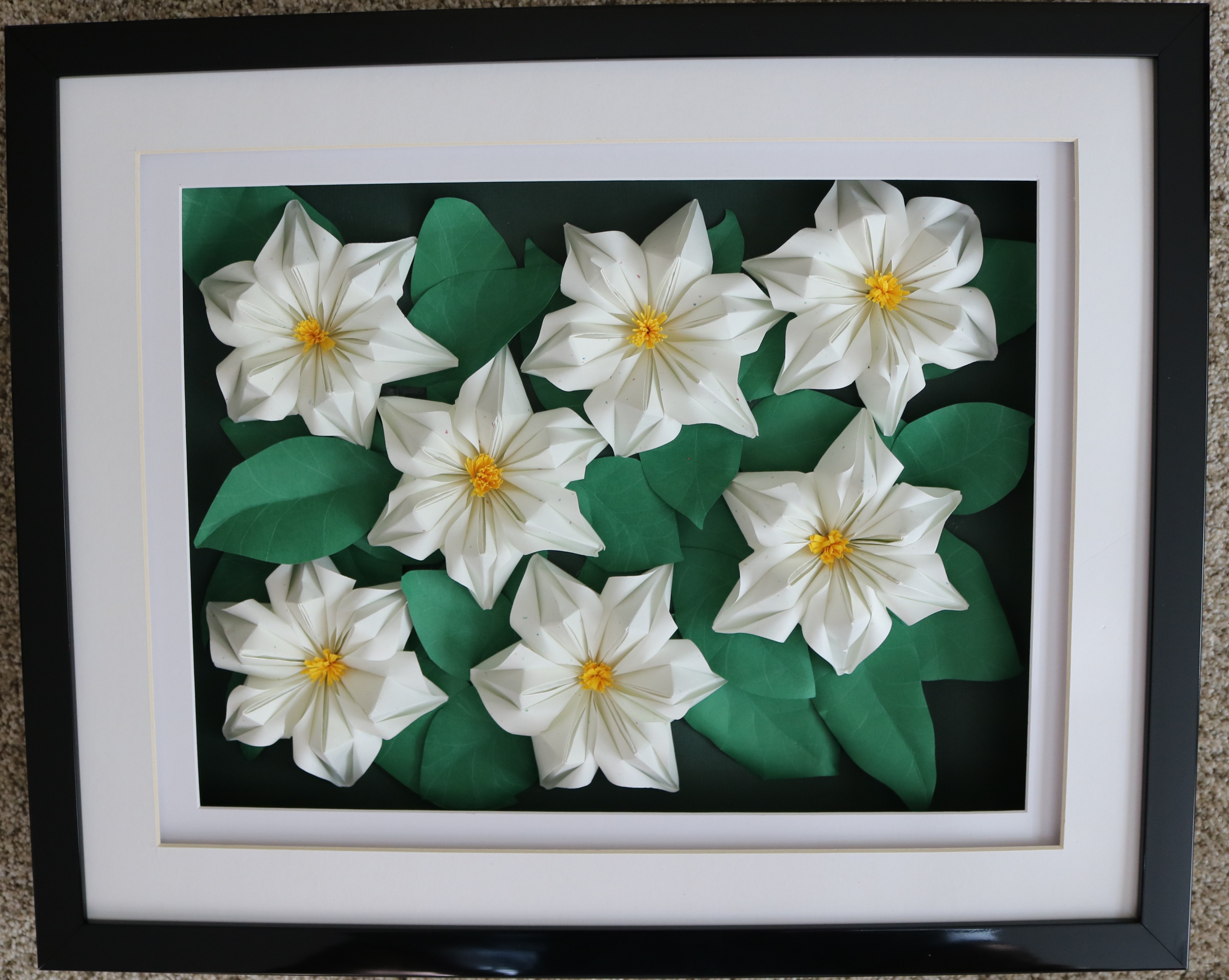 Framed Origami Gardenias
