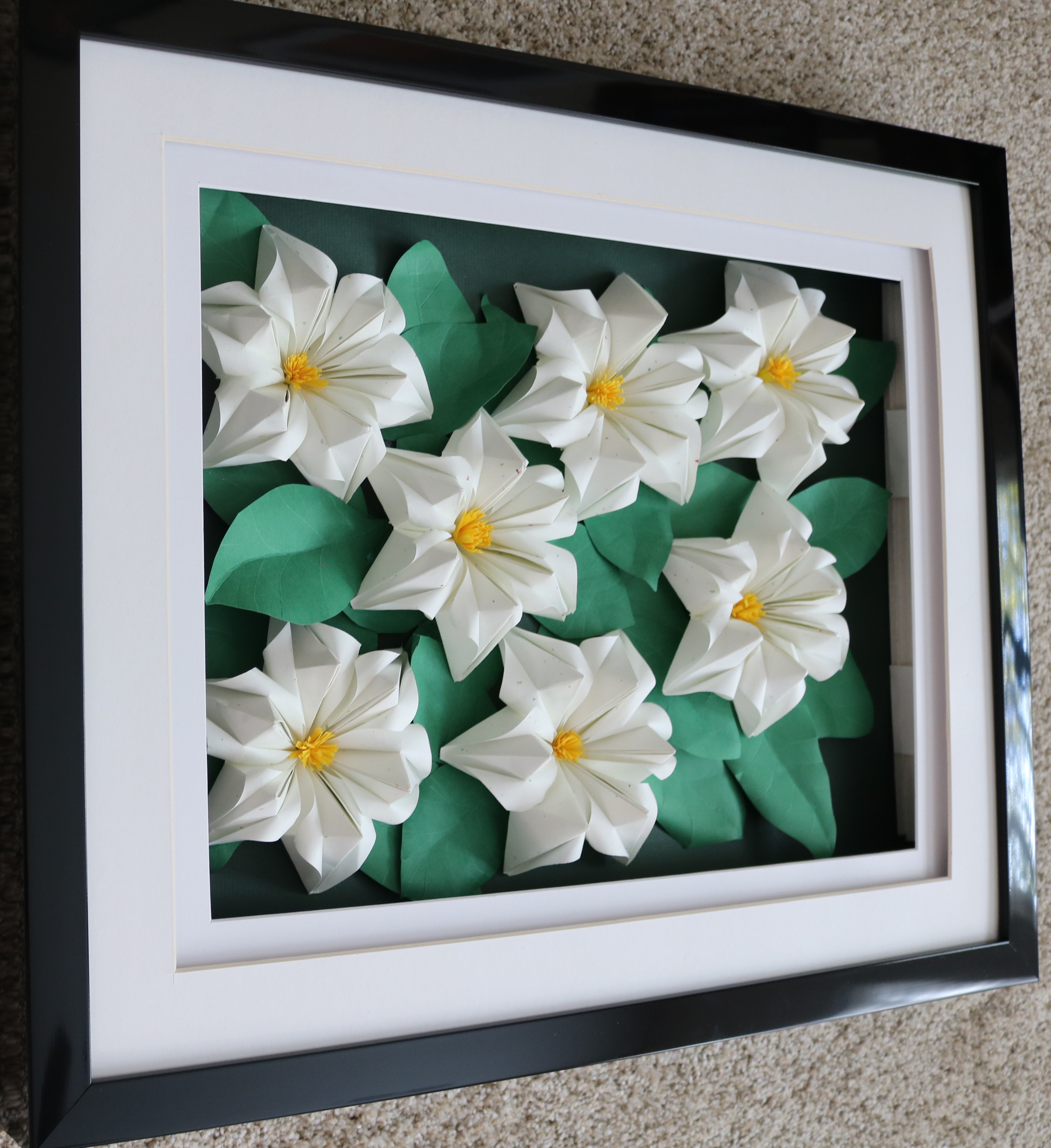 Framed Origami Gardenias