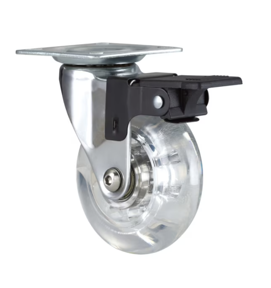 Rueda poliuretano transparente 100mm 76kg