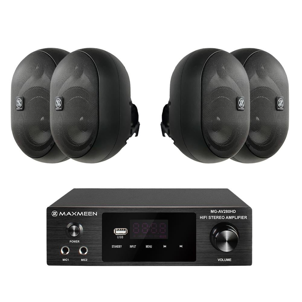 4 سماعات خارجية جدارية بقوة 15 واط مع جهاز التشغيل