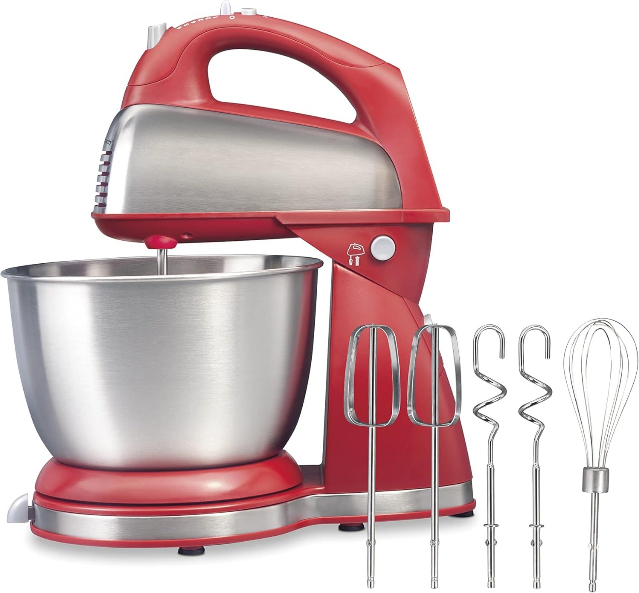Stand and Hand Mixer, 4 Quarts, 6 Speeds with QuickBurst, Bowl Rest, 290 Watts