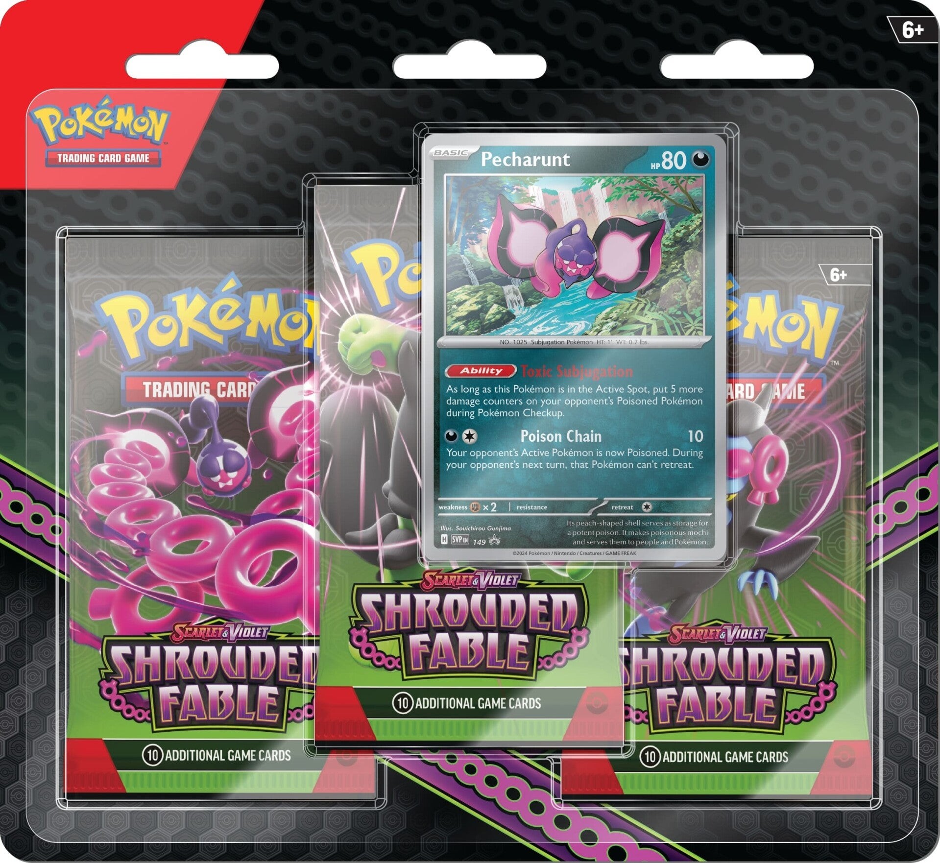 Pokemon TCG: Scarlet & Violet 6.5 Shrouded Fable 3-Pack Blister - Pecharunt