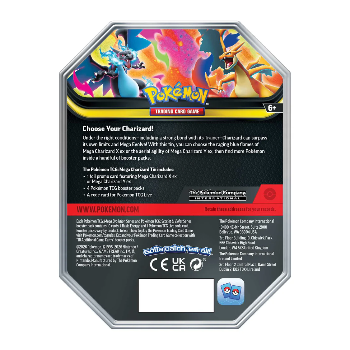  Pokémon TCG: Mega Charizard X ex Tin