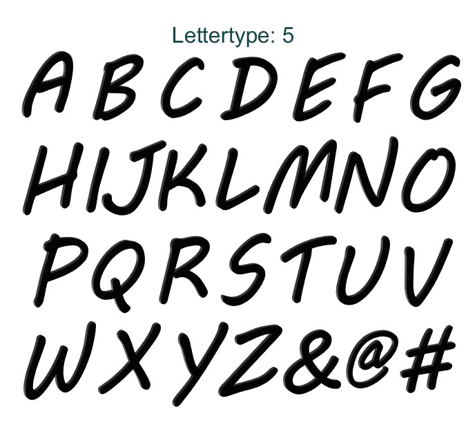 3D Letter voor binnen. 20 cm hoog, Zwart, Lettertype 5