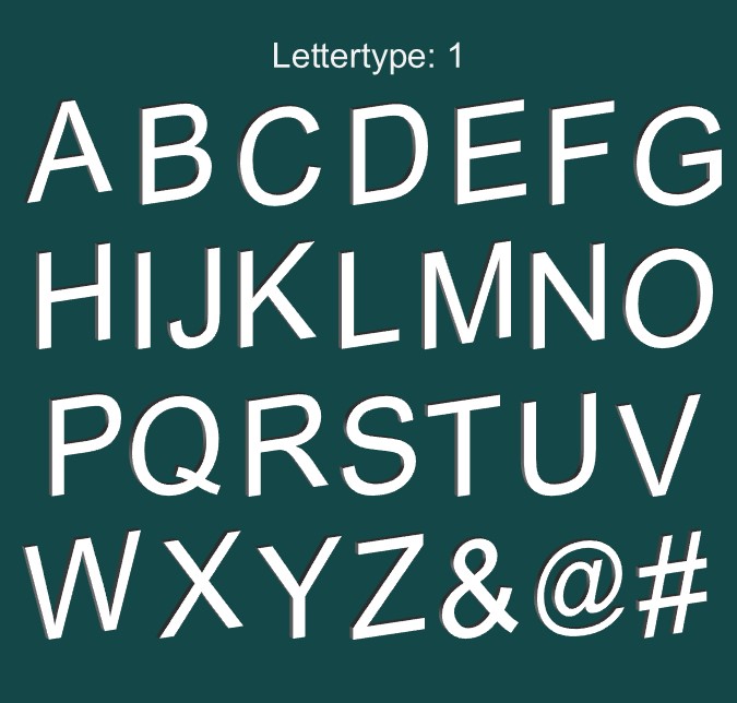 3D Letter voor binnen. 20 cm hoog, Wit, Lettertype 1