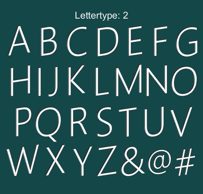 3D Letter voor binnen. 20 cm hoog, Wit, Lettertype 2