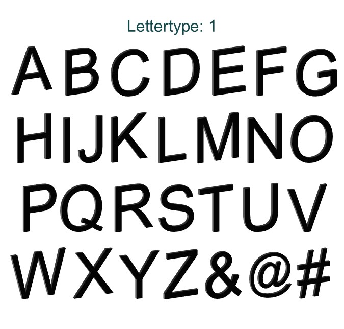 3D Letter voor binnen. 15 cm hoog, Zwart, Lettertype 1