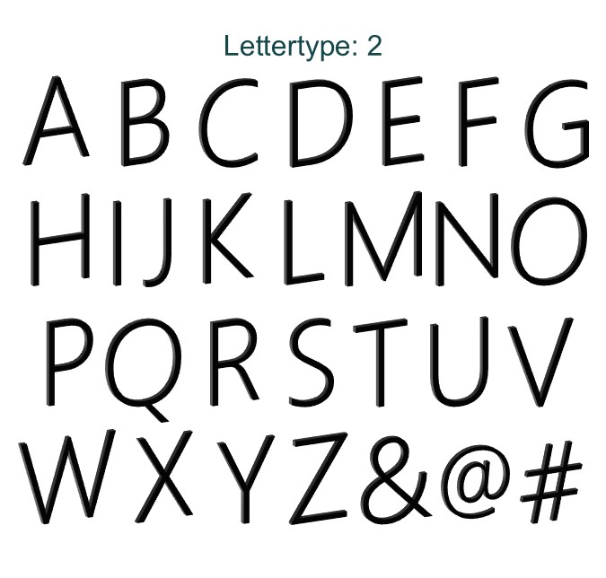 3D Letter voor binnen. 15 cm hoog, Zwart, Lettertype 2