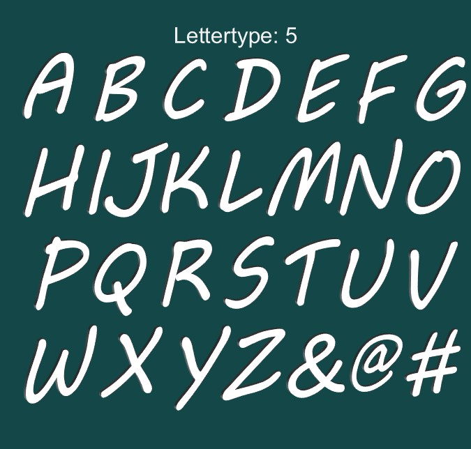 3D Letter voor binnen. 15 cm hoog, Wit, Lettertype 5