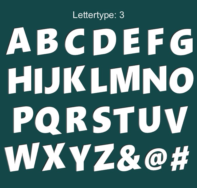 3D Letter voor binnen. 10 cm hoog, Wit, Lettertype 3