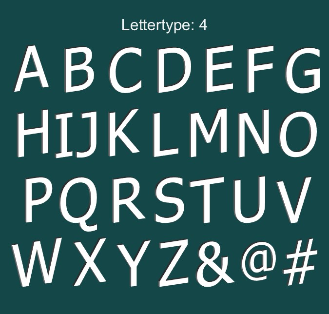 3D Letter voor binnen. 10 cm hoog, Wit, Lettertype 4