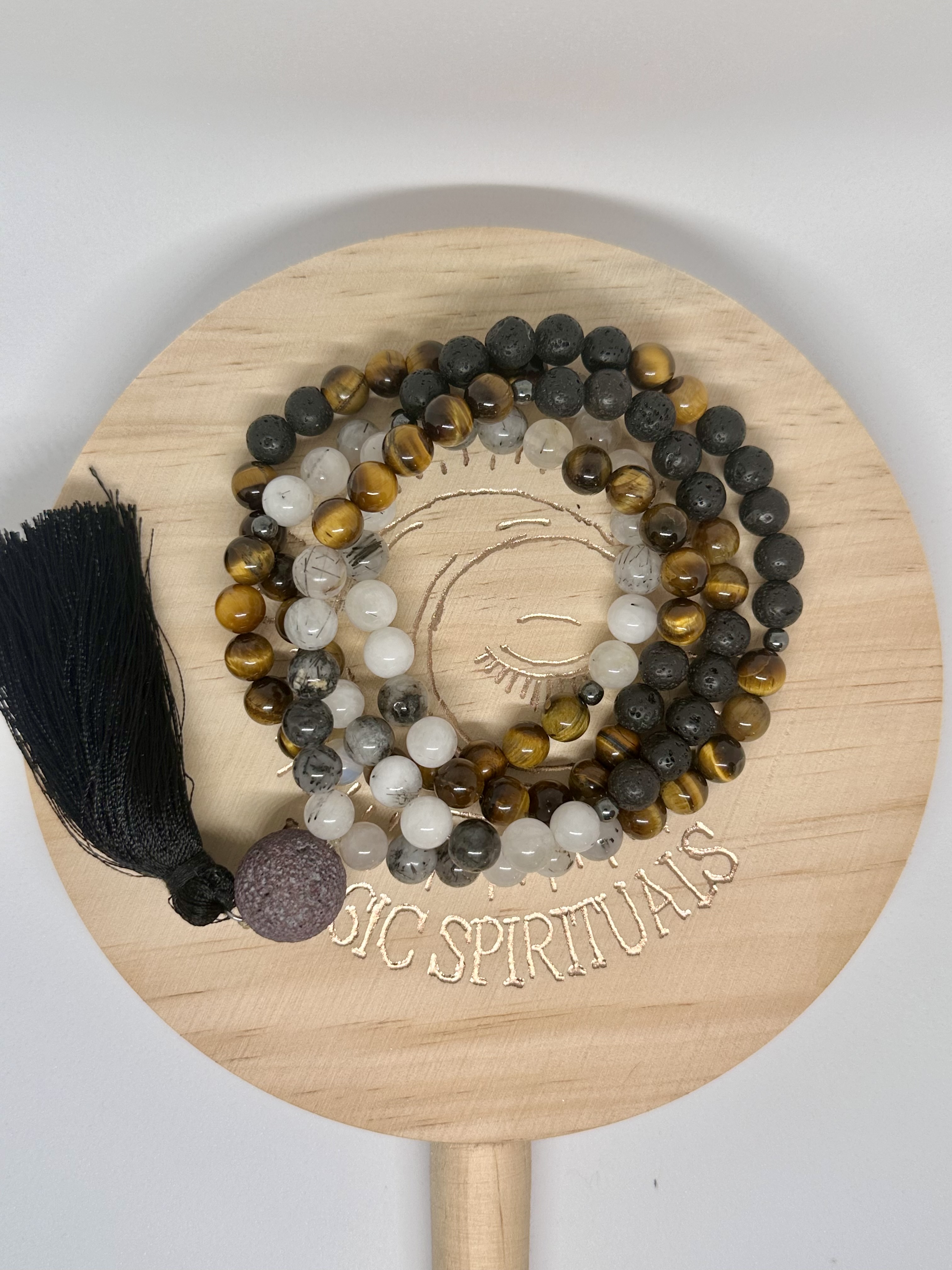 Cuarzo Turmalinado, Piedra Volcánica y Ojo de Tigre