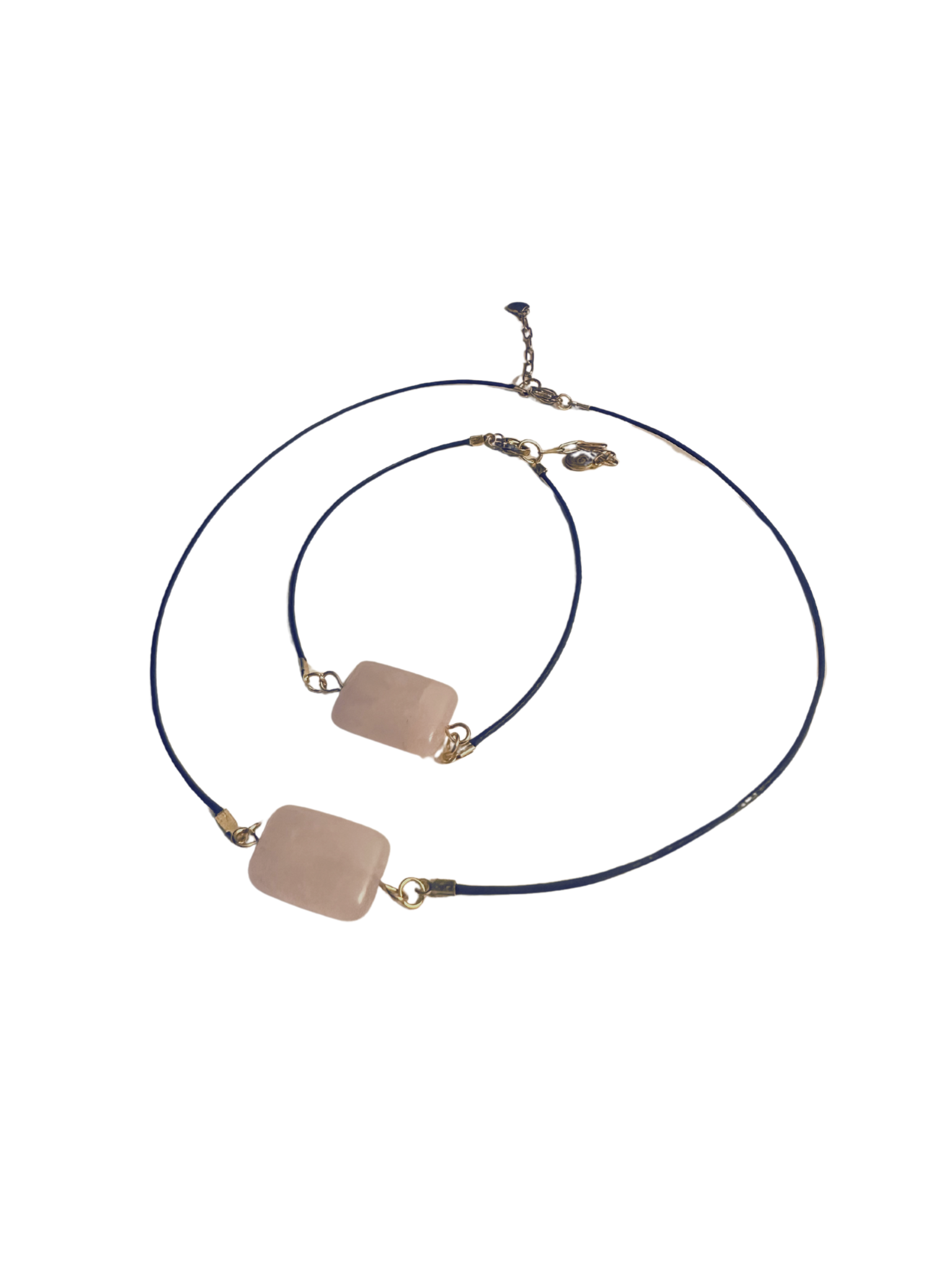 Conjunto Cuero y Cuarzo Rosa