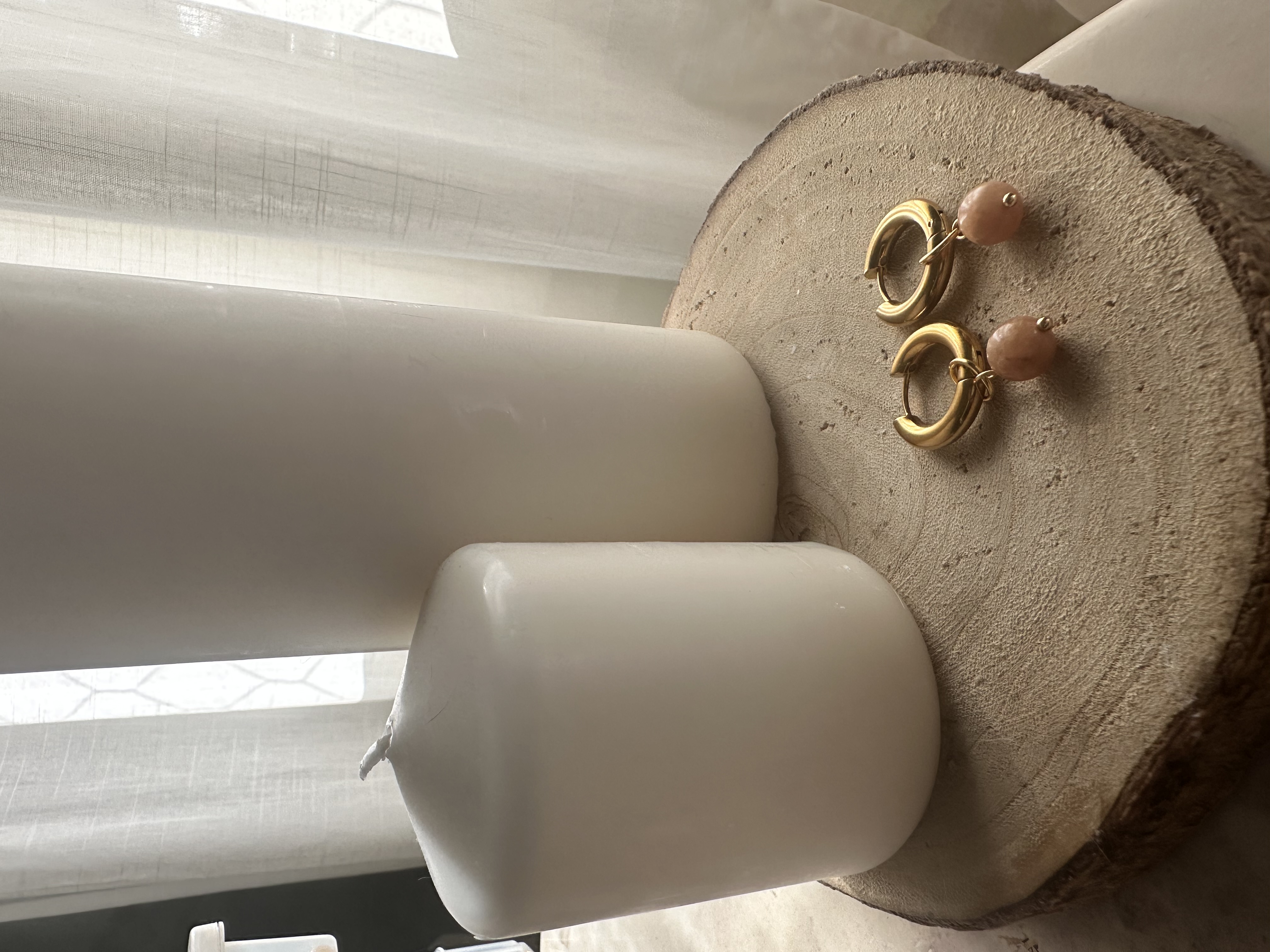 Aros de Titanio con Aventurina Melocotón 