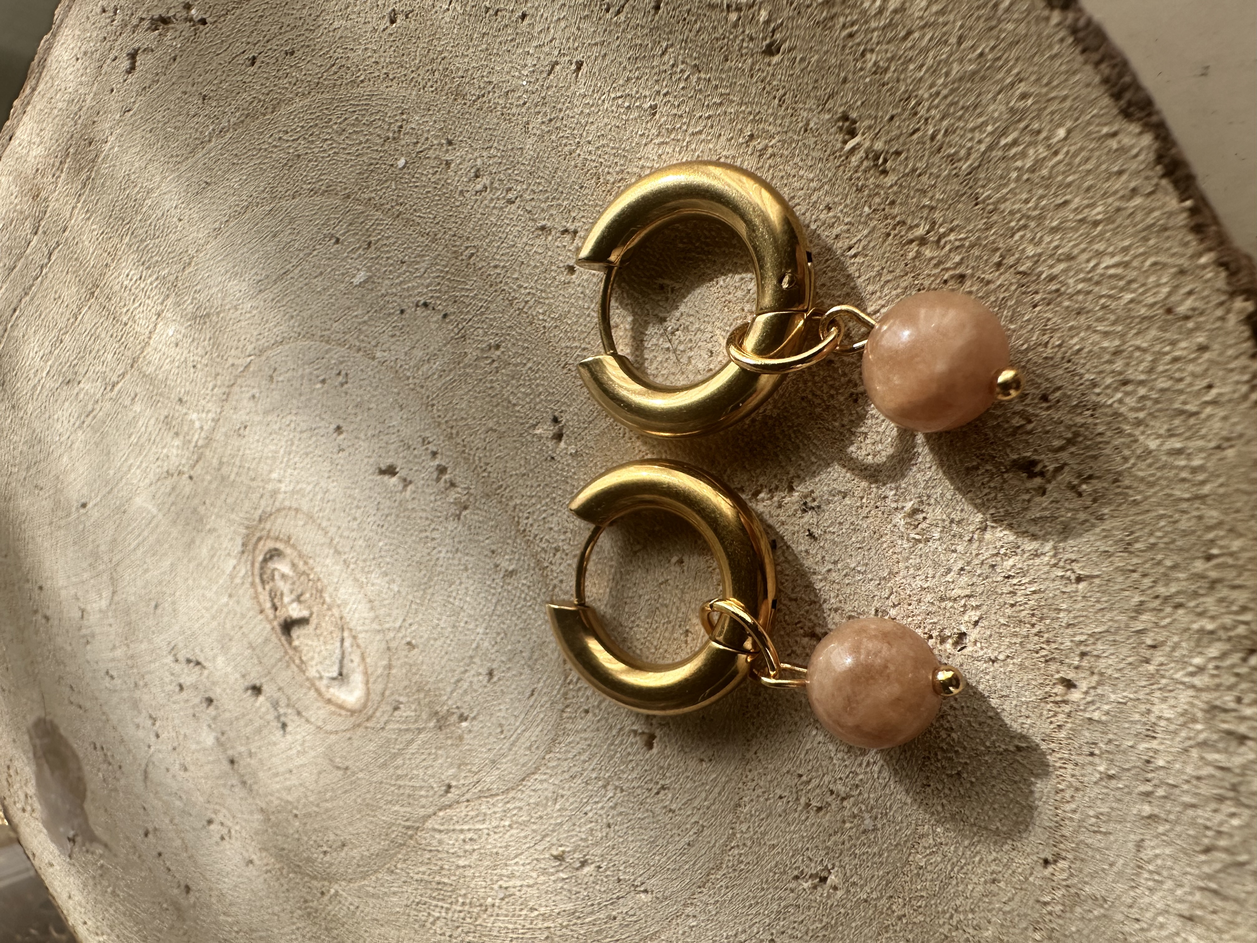 Aros de Titanio con Aventurina Melocotón 