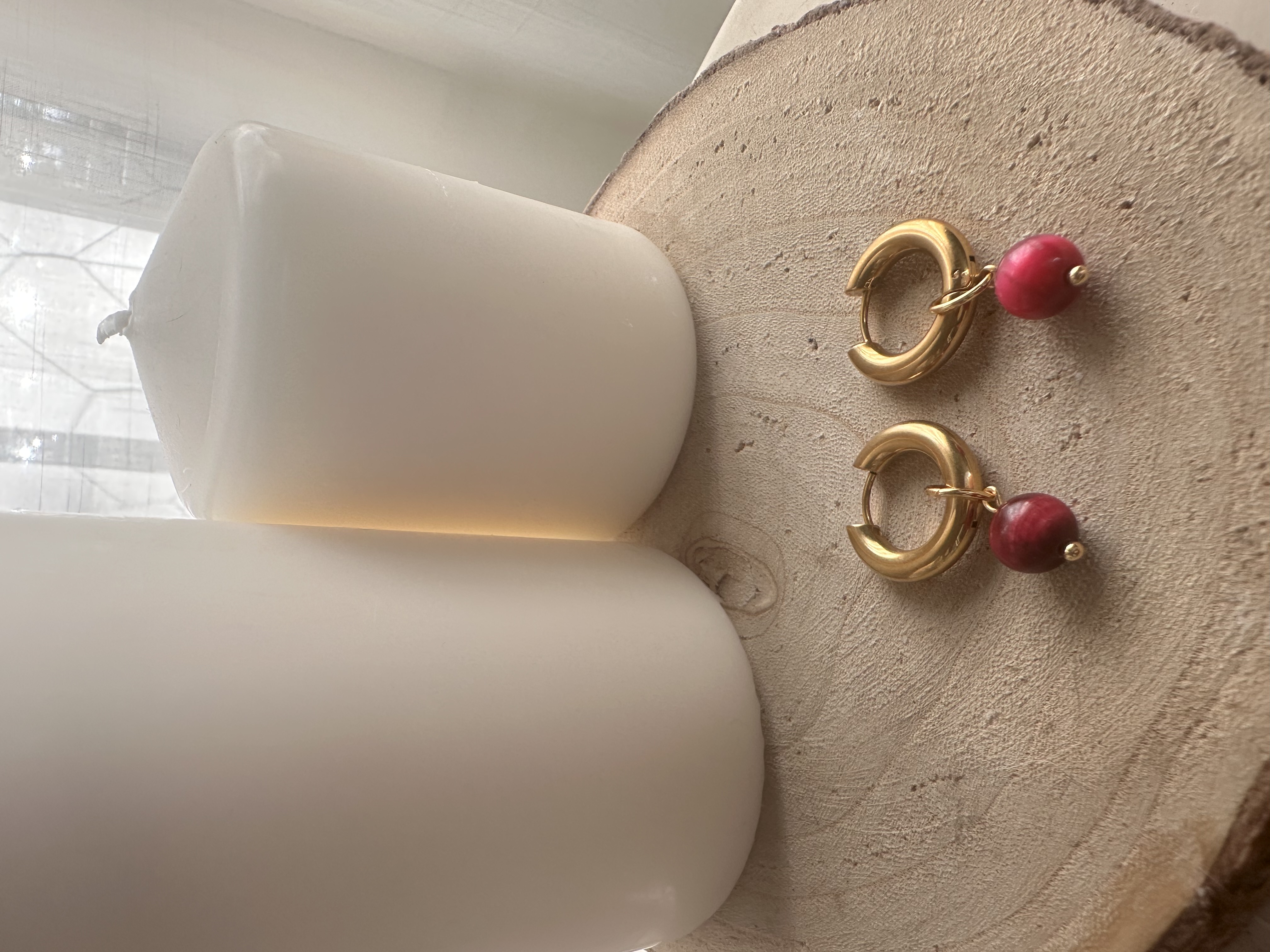 Pendientes Ojo de Tigre Fucsia