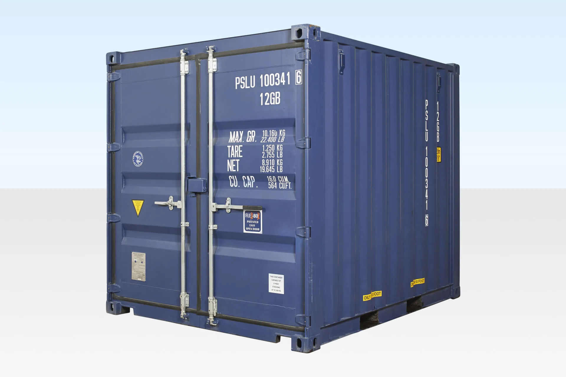 10ft x 8ft Shipping Container (One Trip) Blue and Grey (RAL 5013)