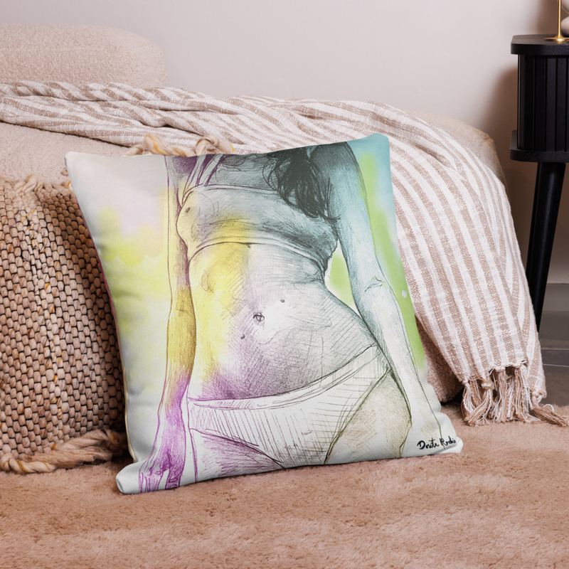 Dorita Pink Drawing Premium Pillow
