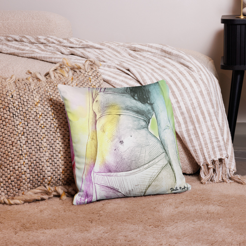Dorita Pink Drawing Premium Pillow