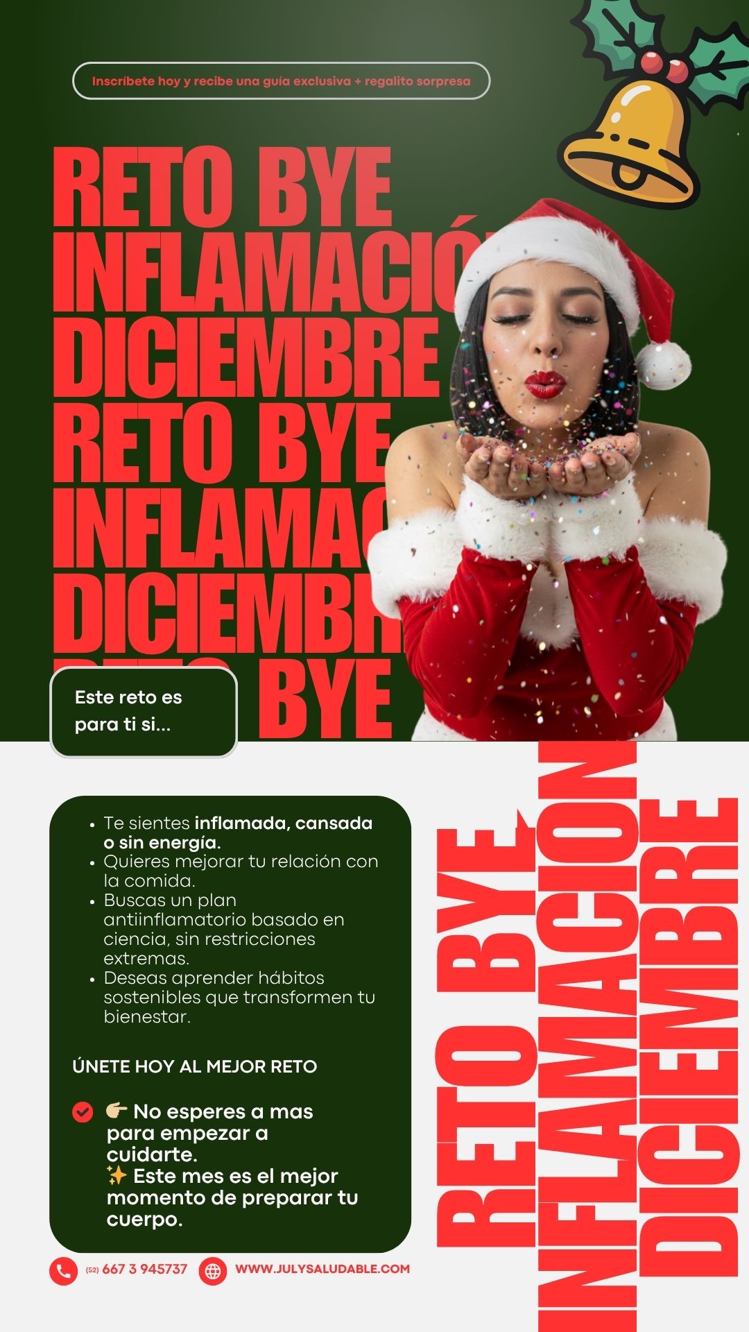 Reto Bye Inflamación DICIEMBRE ✨ “Cierra el año ligera, feliz y sin inflamación” ✨