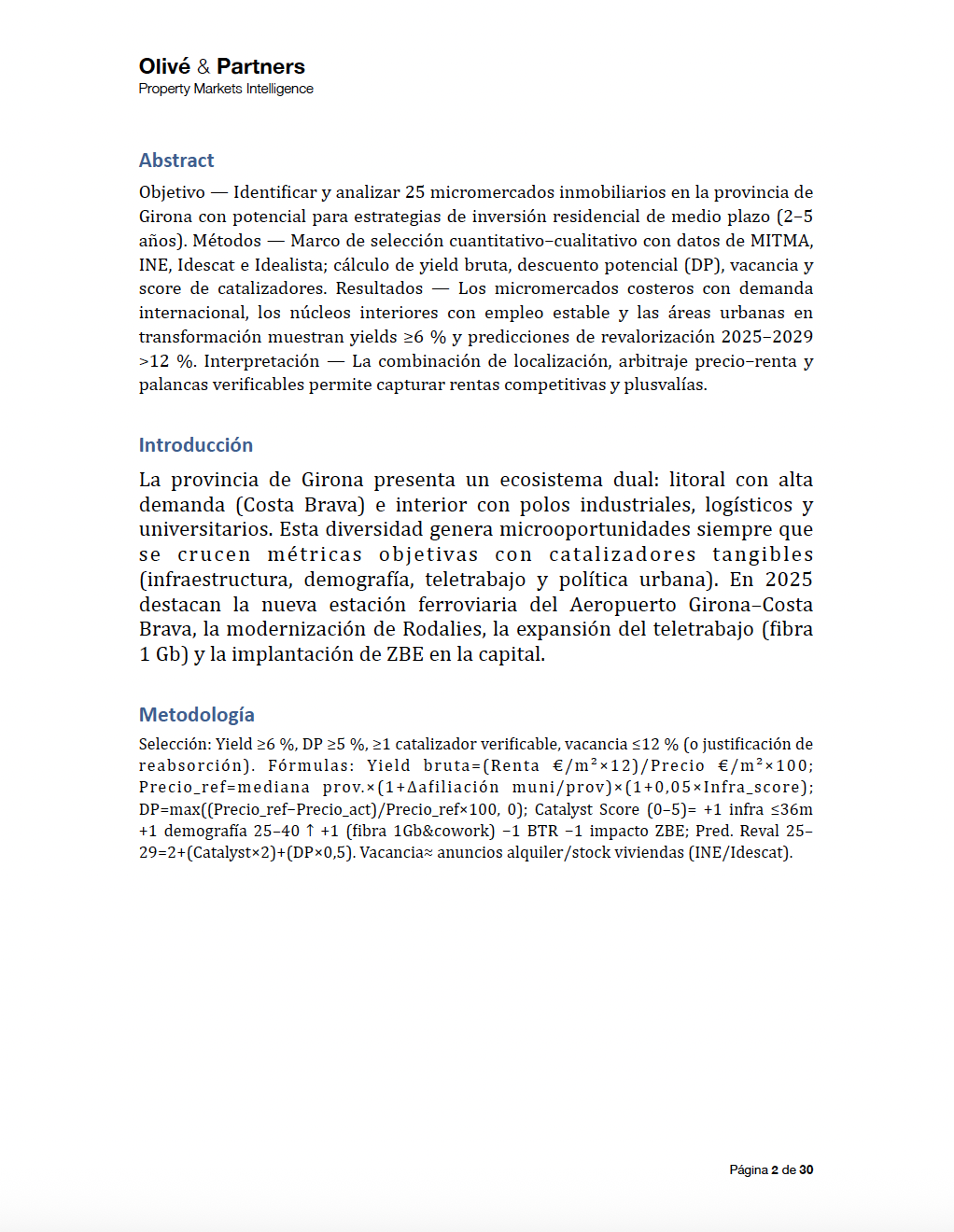 Radar de Inversion en Pisos 2025-2029 (Provincia de Girona)