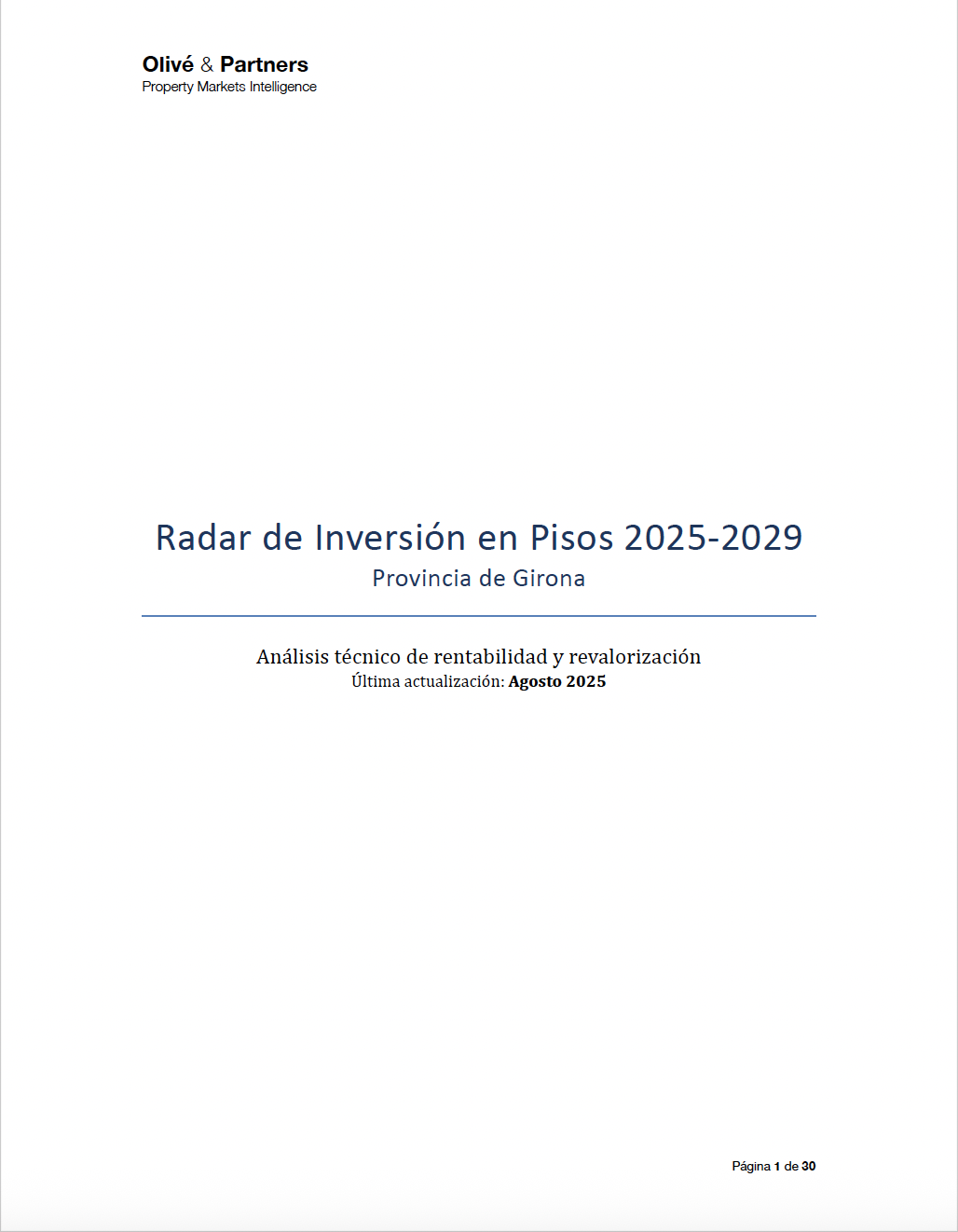 Radar de Inversion en Pisos 2025-2029 (Provincia de Girona)