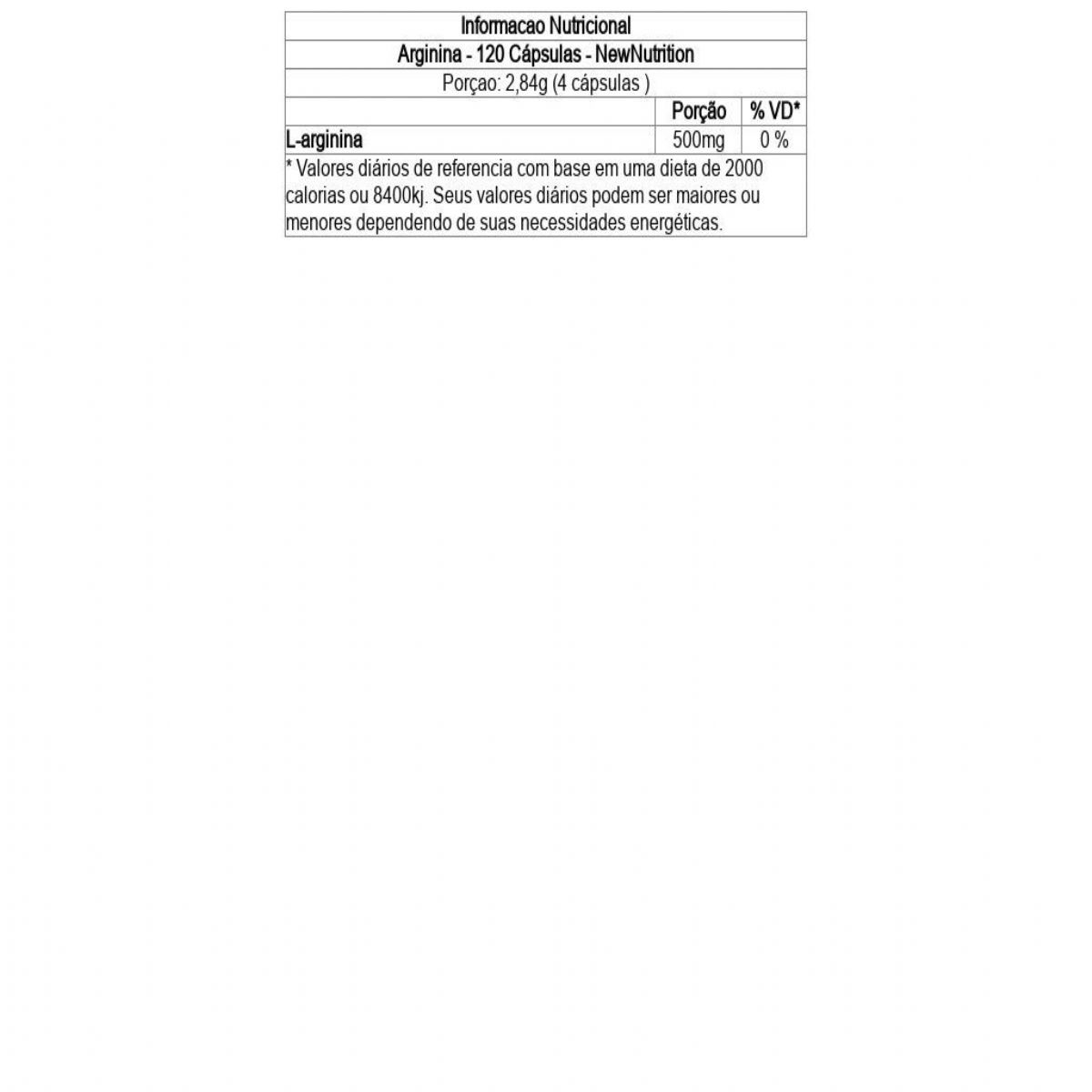 Arginina - 120 Cápsulas - NewNutrition