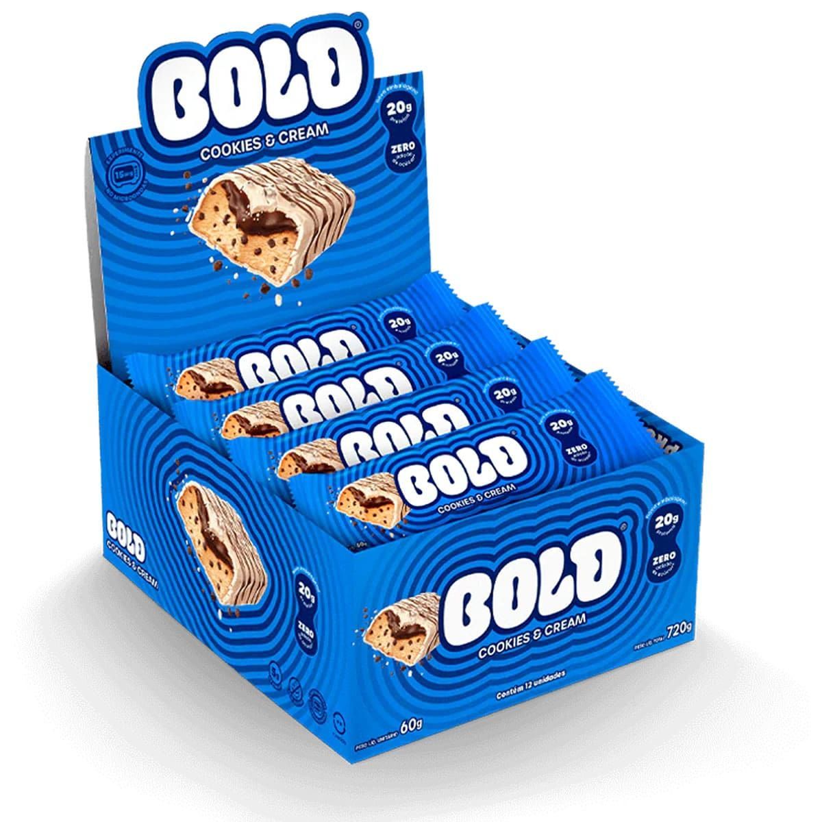 Barra de Proteina - 12 Unidades 60g Cookies & Cream - Bold