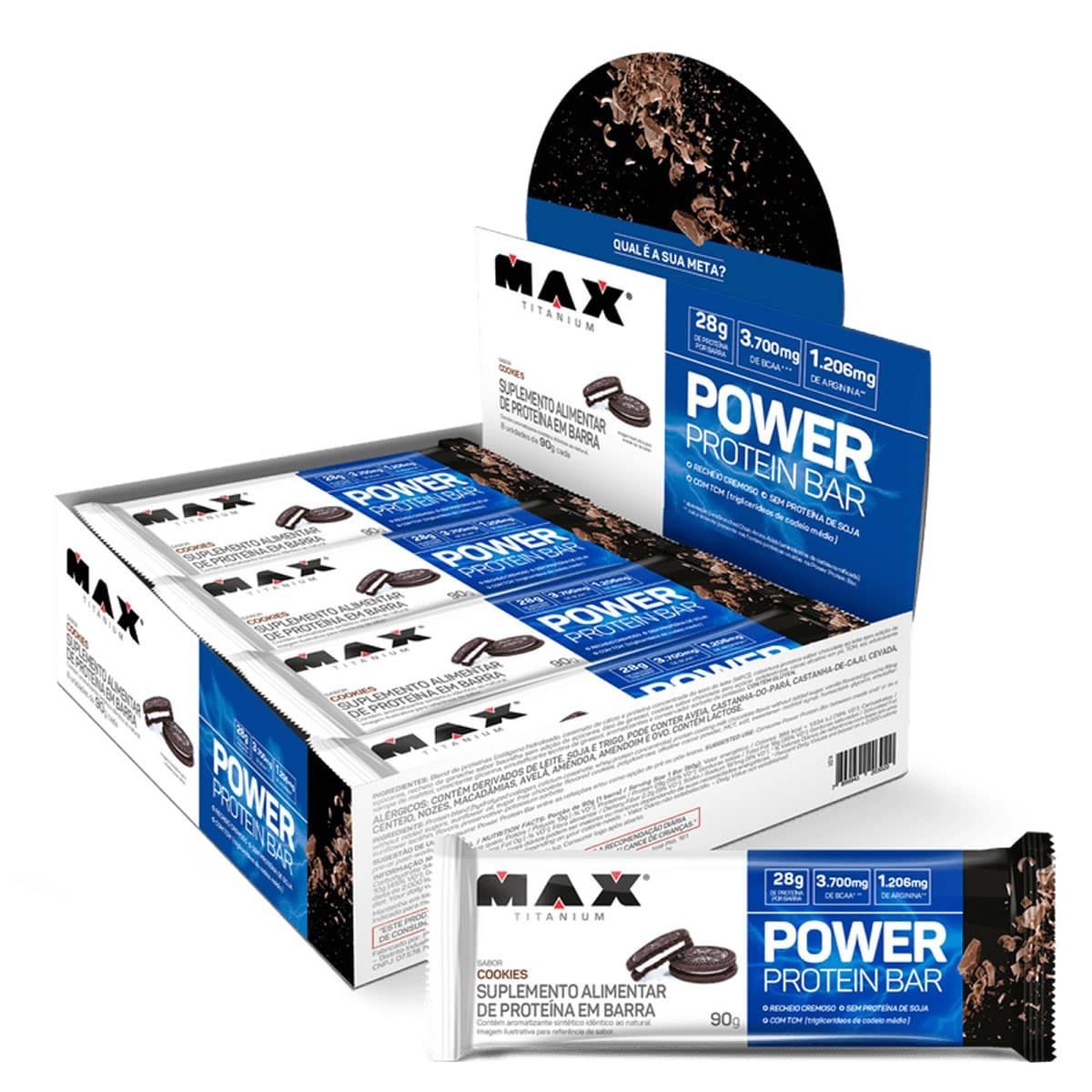  Power Protein Bar - 8 unidades 90g Cookies - Max Titanium