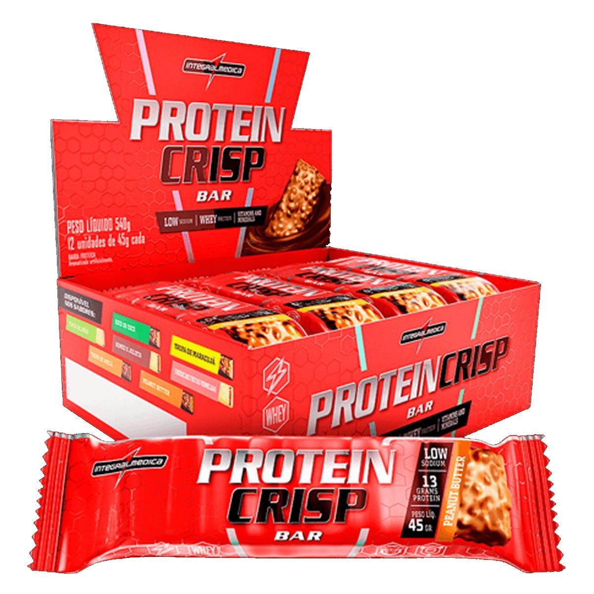Protein Crisp Bar - 12 Unidades 45g Peanut Butter- IntegralMédica