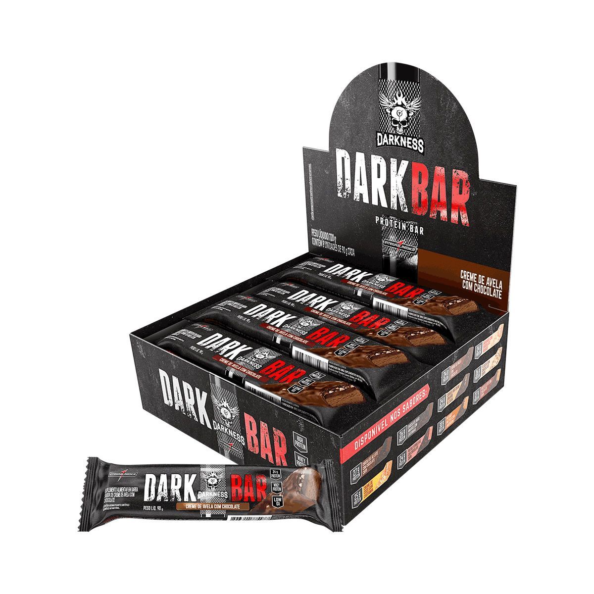 Whey Bar Darkness - 8 Unidades 90g Creme de Avelã com Chocolate - IntegralMédica