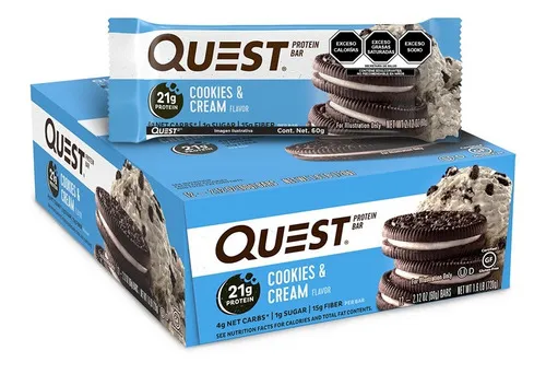 QuestBar Protein - Cx 12 barras 60g - Cookies & Cream - Quest Nutrition