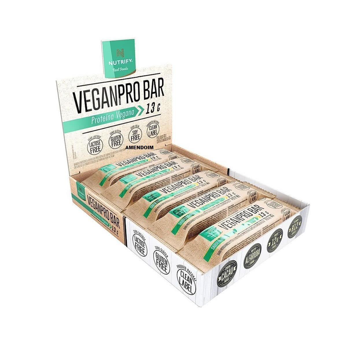 VeganPro Bar - 10 unidades 40g Amendoim Crocante - Nutrify