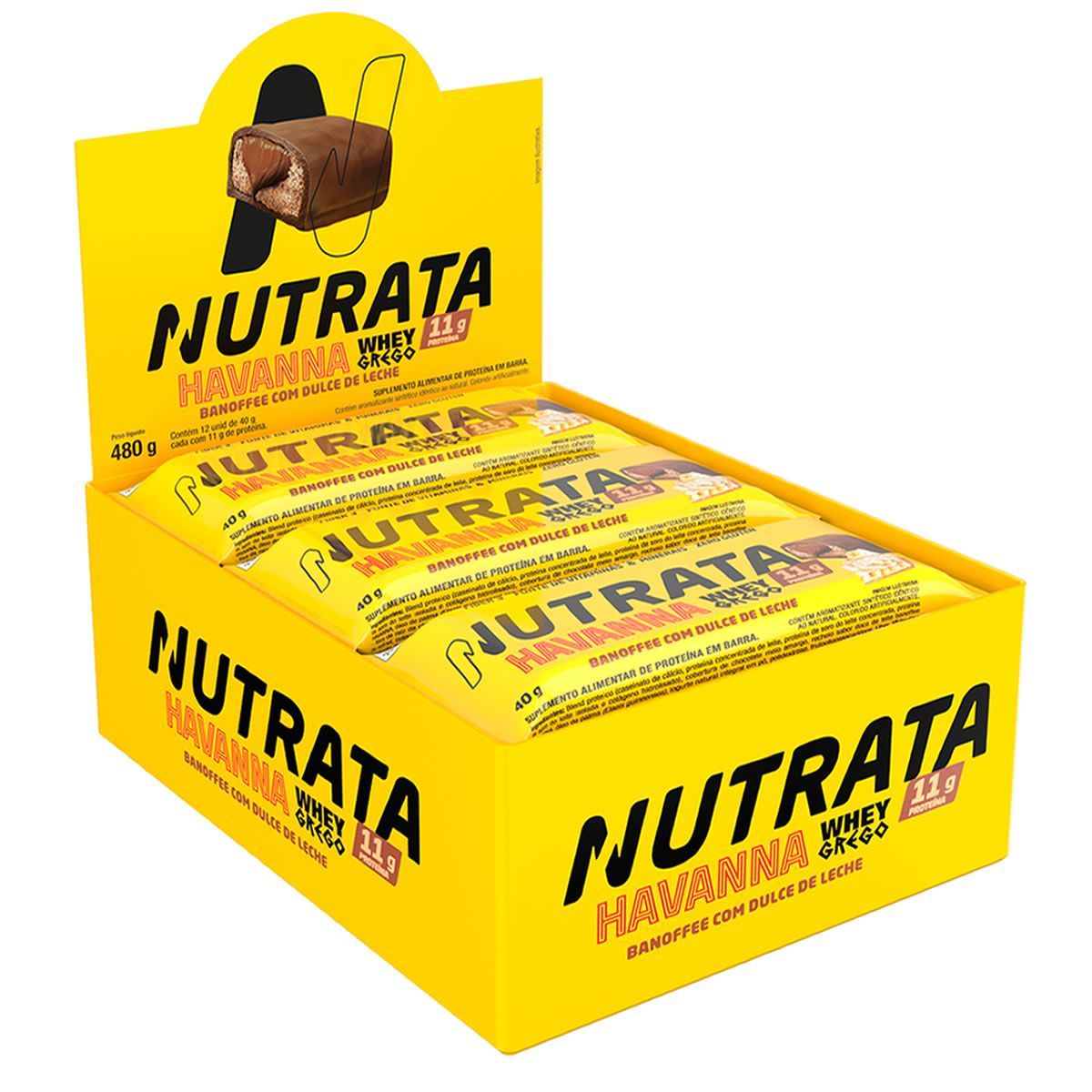 Barra Whey Grego Bar - 12 Unidades de 40g  - Nutrata