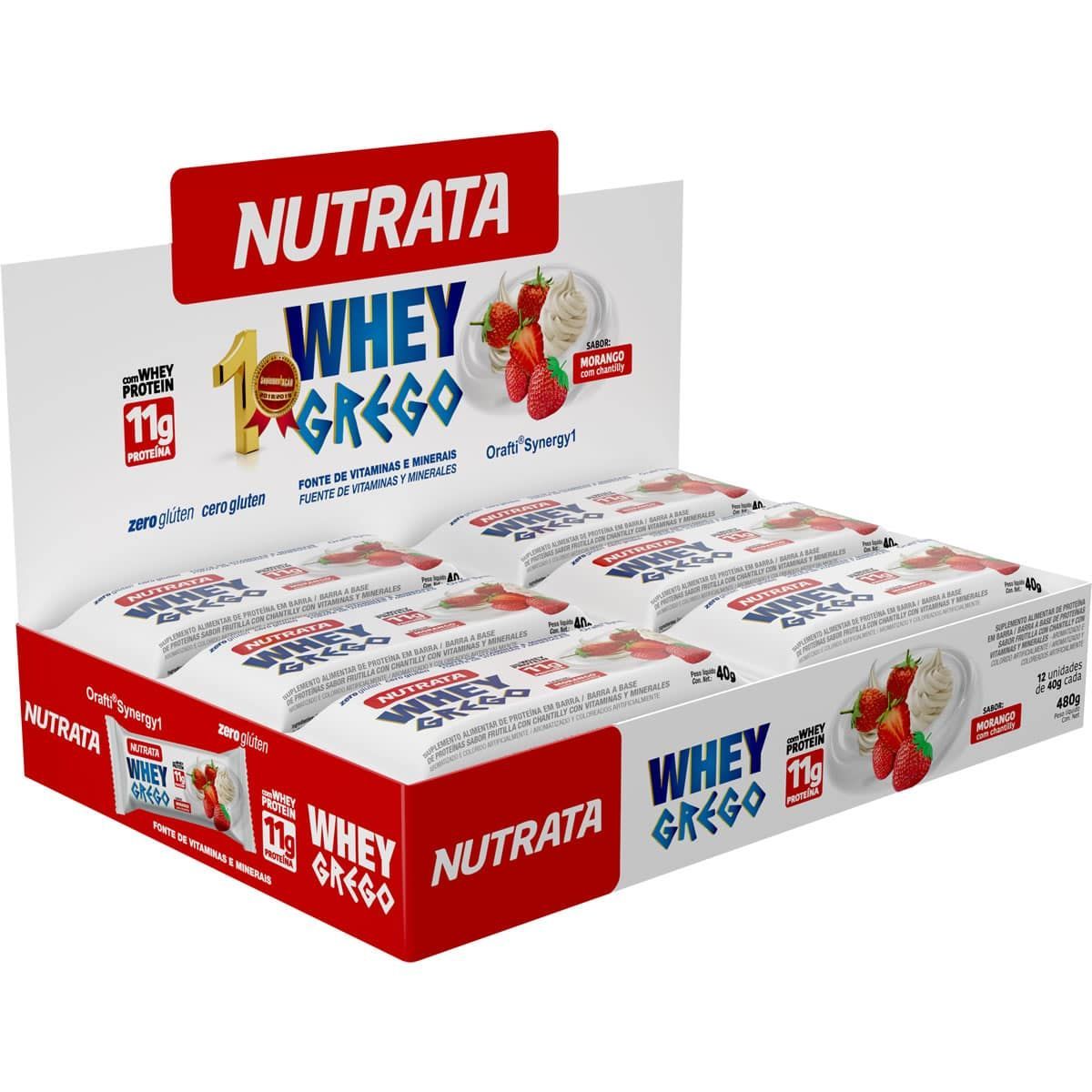Barra Whey Grego Bar - 12 Unidades de 40g   - Nutrata