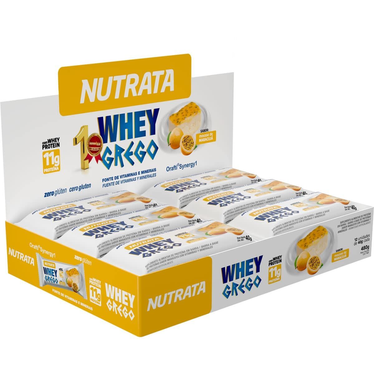 Barra Whey Grego Bar - 12 Unidades de 40g   - Nutrata