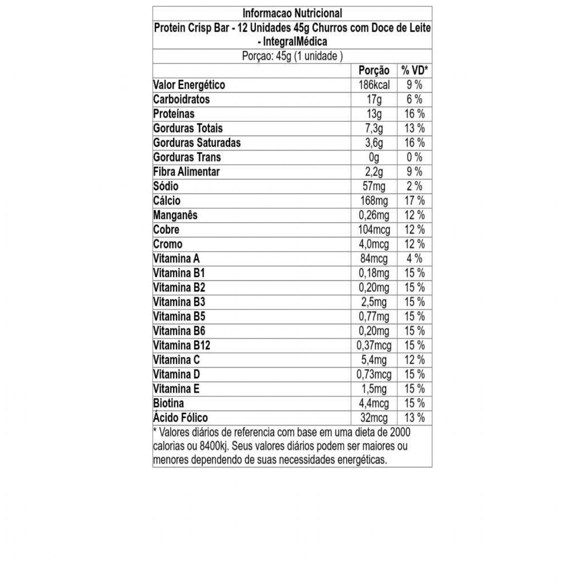 Protein Crisp Bar - 12 Unidades 45g  - IntegralMédica