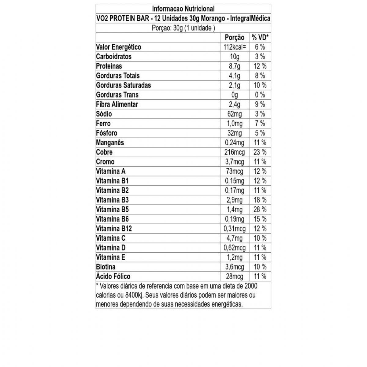 VO2 Whey Bar - 12 Unidades 30g  - IntegralMédica