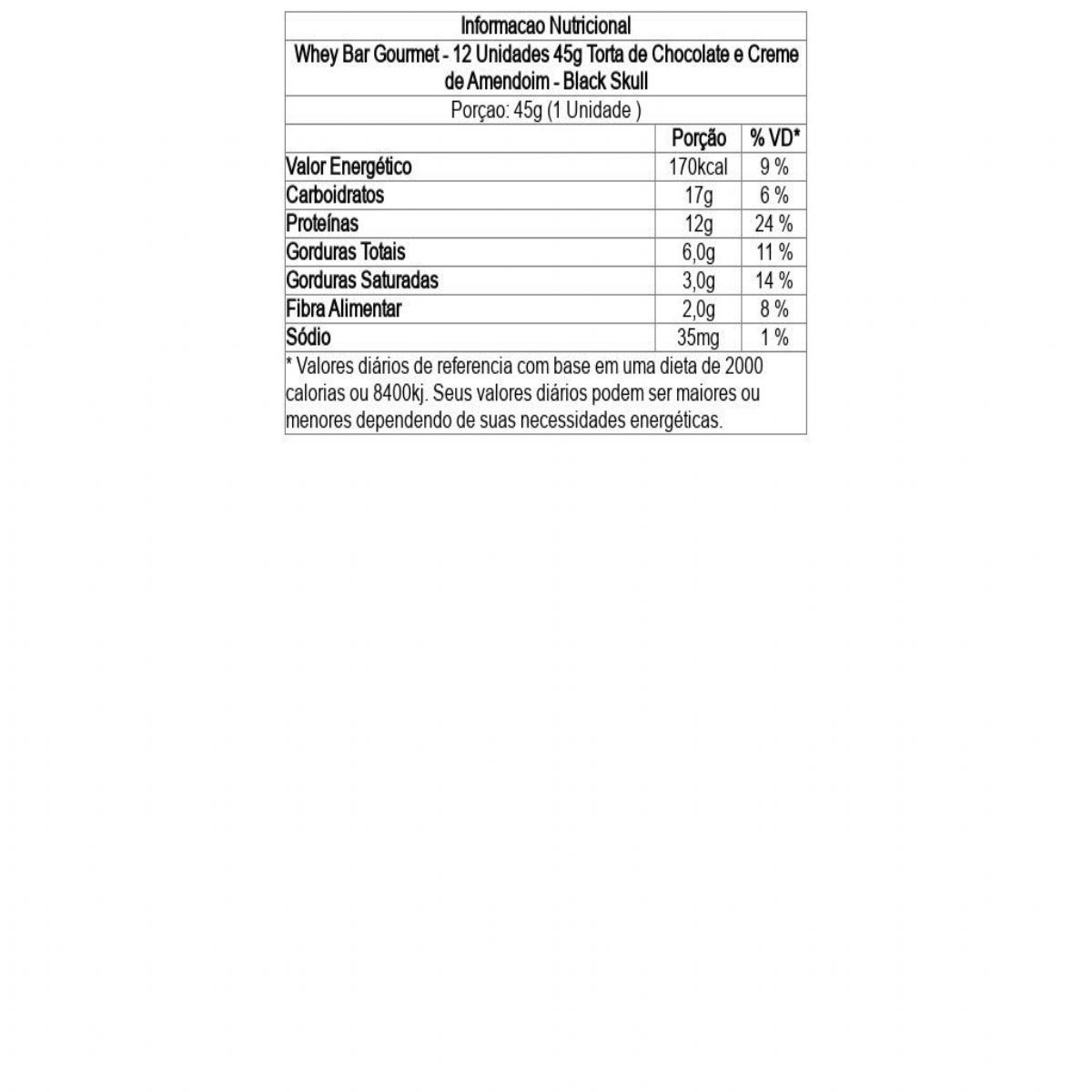 Whey Bar Gourmet - 12 Unidades 45g   - Black Skull