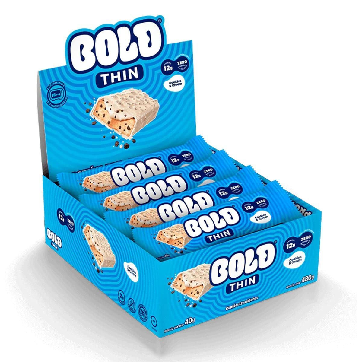 Barra de Proteina Thin - 12 Unidades 40g   - Bold