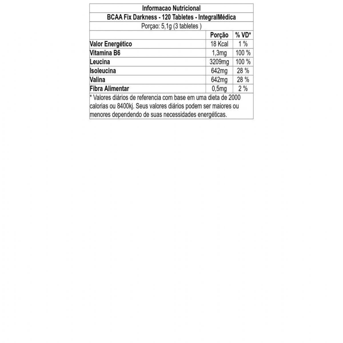 BCAA Fix Darkness - 120 Tabletes - IntegralMédica