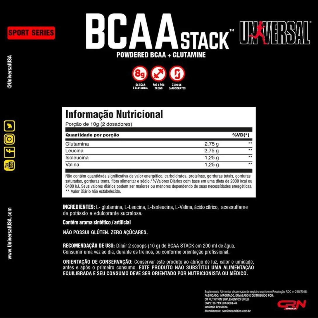 Universal BCAA Stack Powdered BCAA + Glutamine 250 g