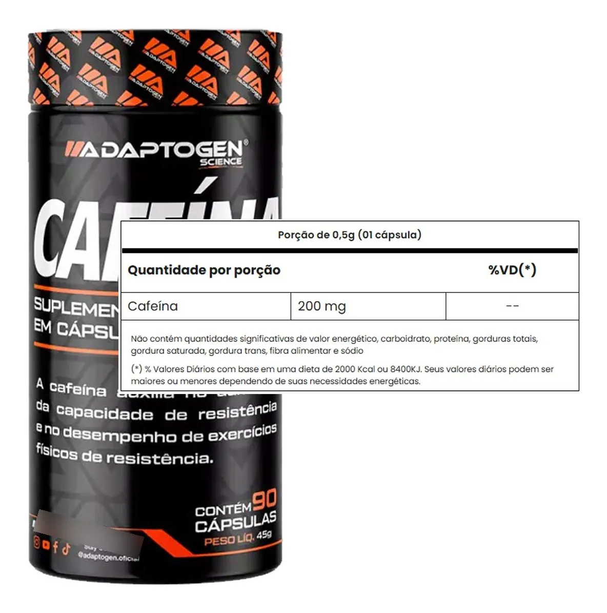Cafeína Em Cápsulas Adaptogen 90 Cápsulas 