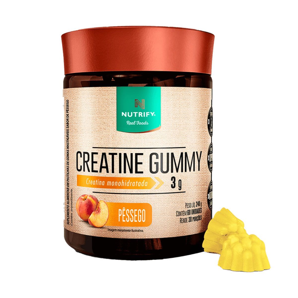Creatine Gummy - Pêssego 60 Gomas - Nutrify