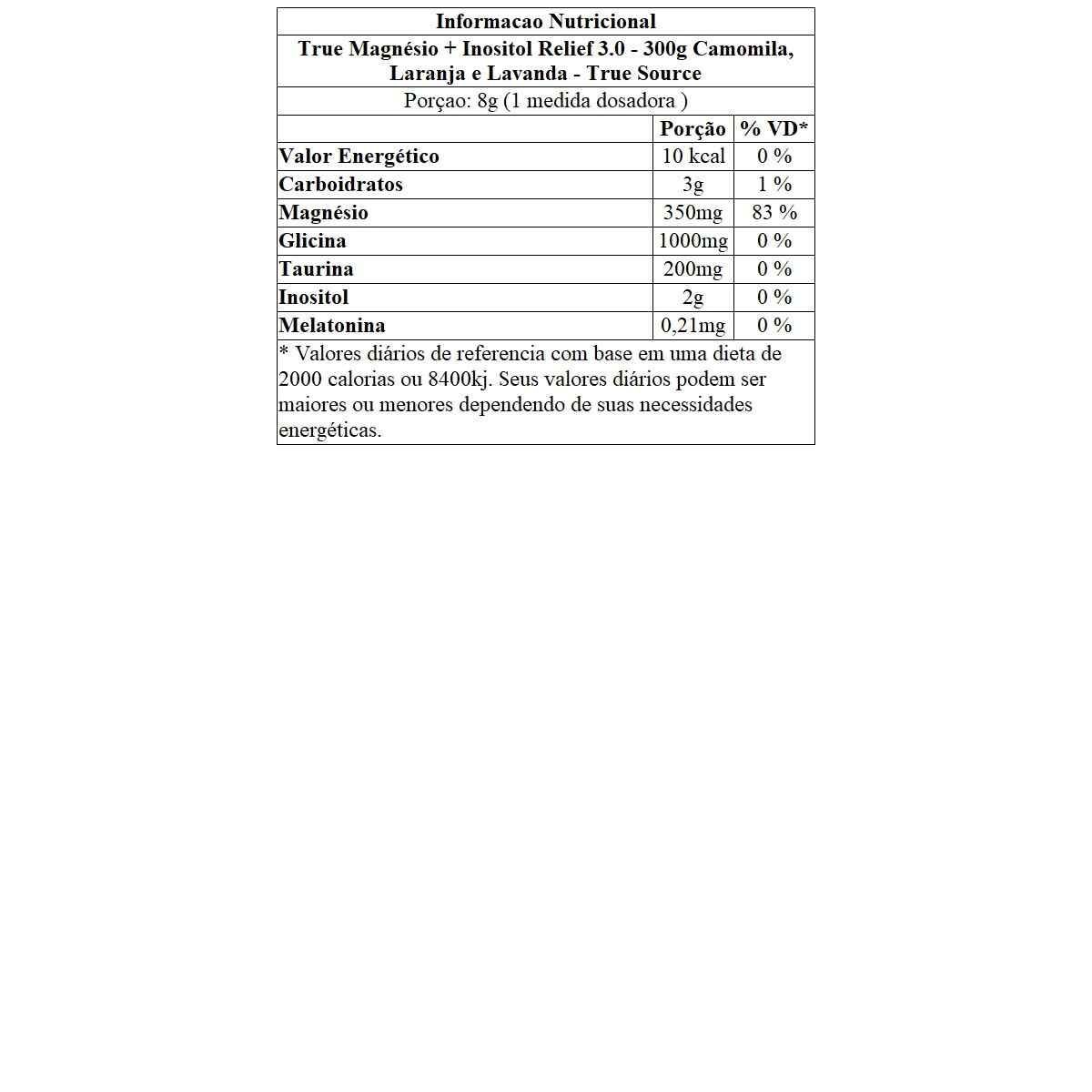 True Magnésio + Inositol Relief 3.0 - 300g   