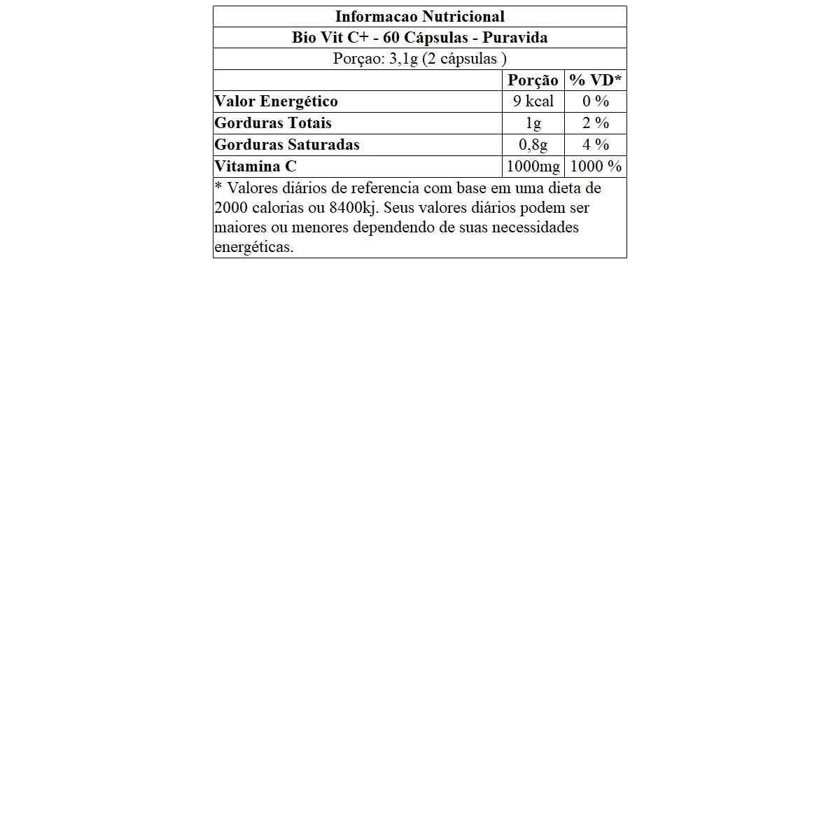 Bio Vit C+ - 60 Cápsulas -  