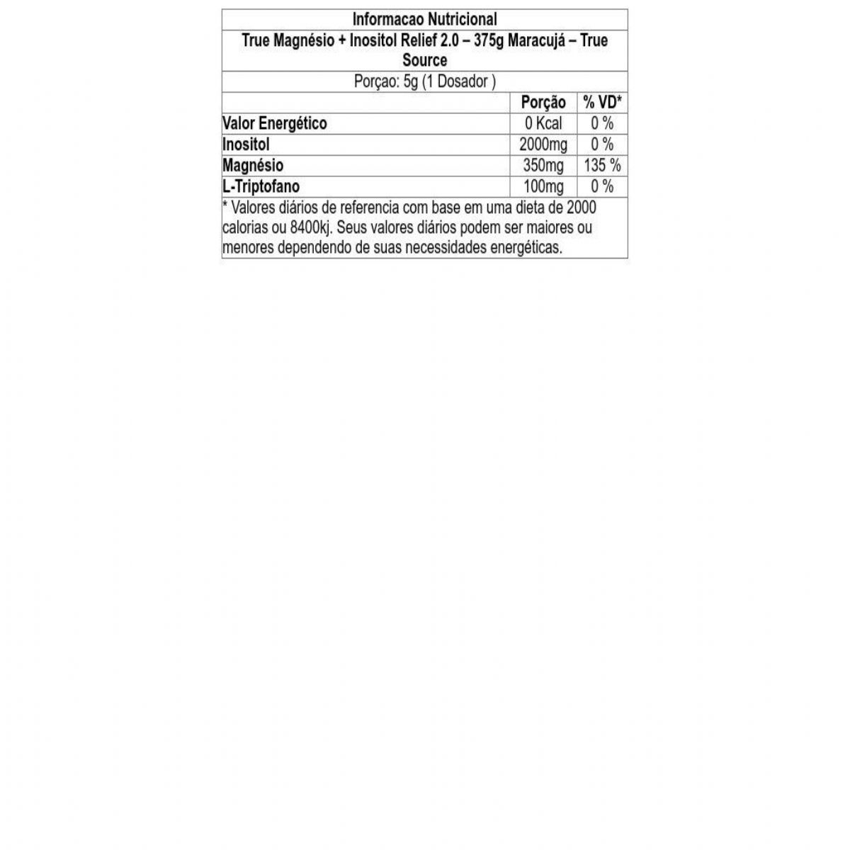 True Magnésio + Inositol Relief 2.0 - 375g  