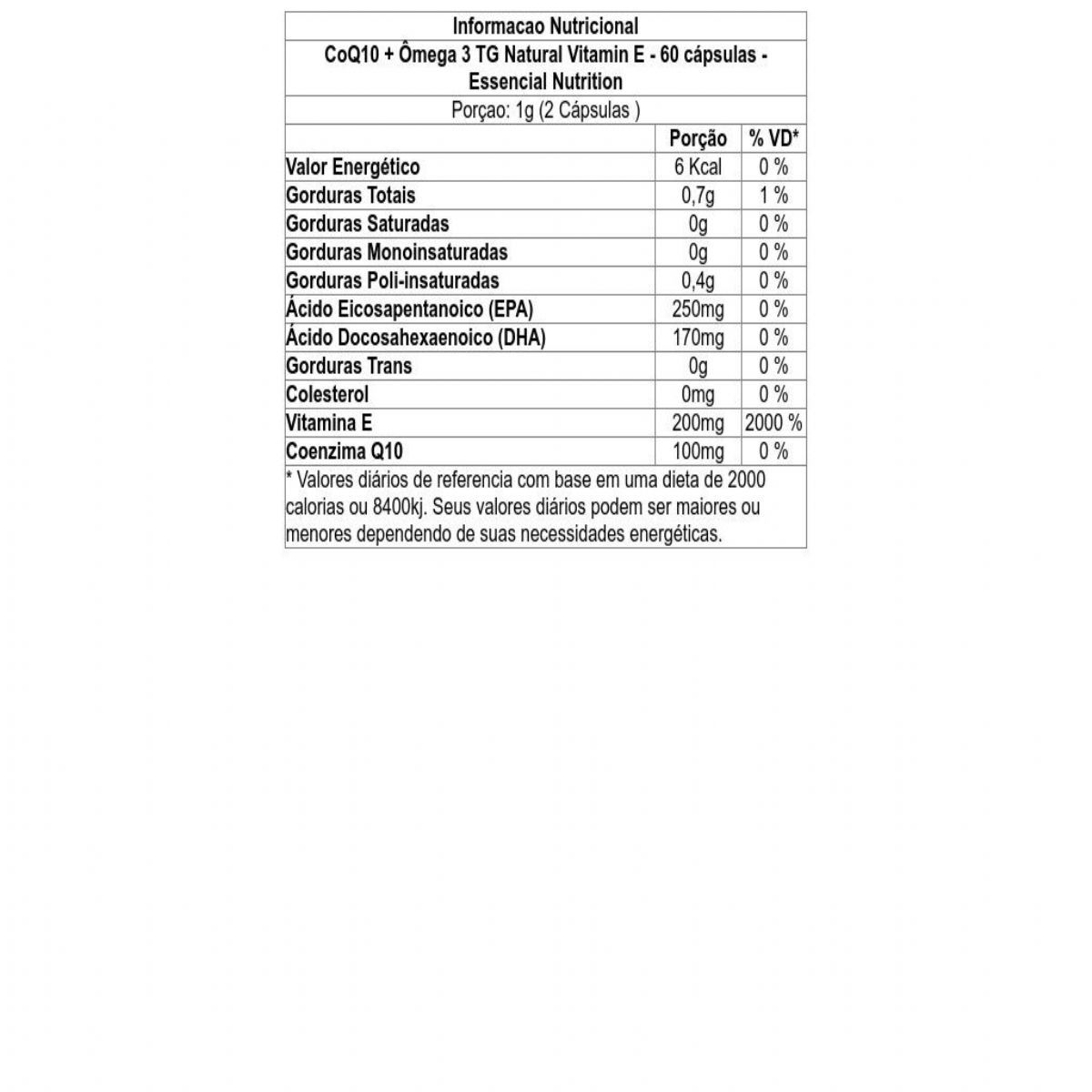 CoQ10 + Ômega 3 TG Natural Vitamin E - 60 cápsulas 