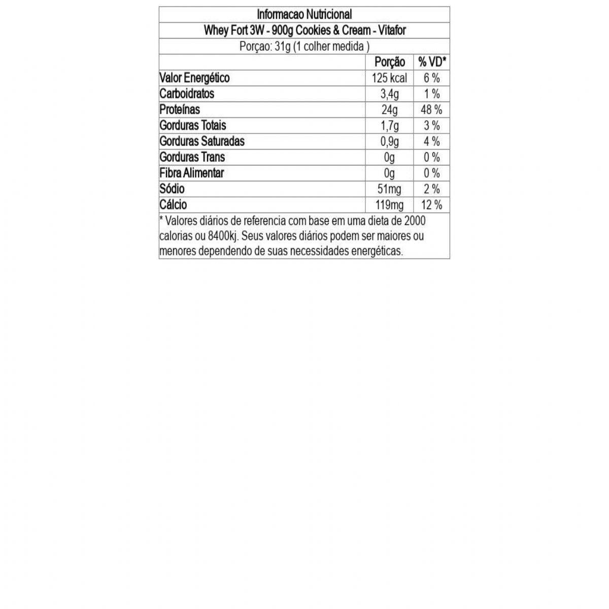 Whey Fort 3W - 900g Cookies & Cream - Vitafor
